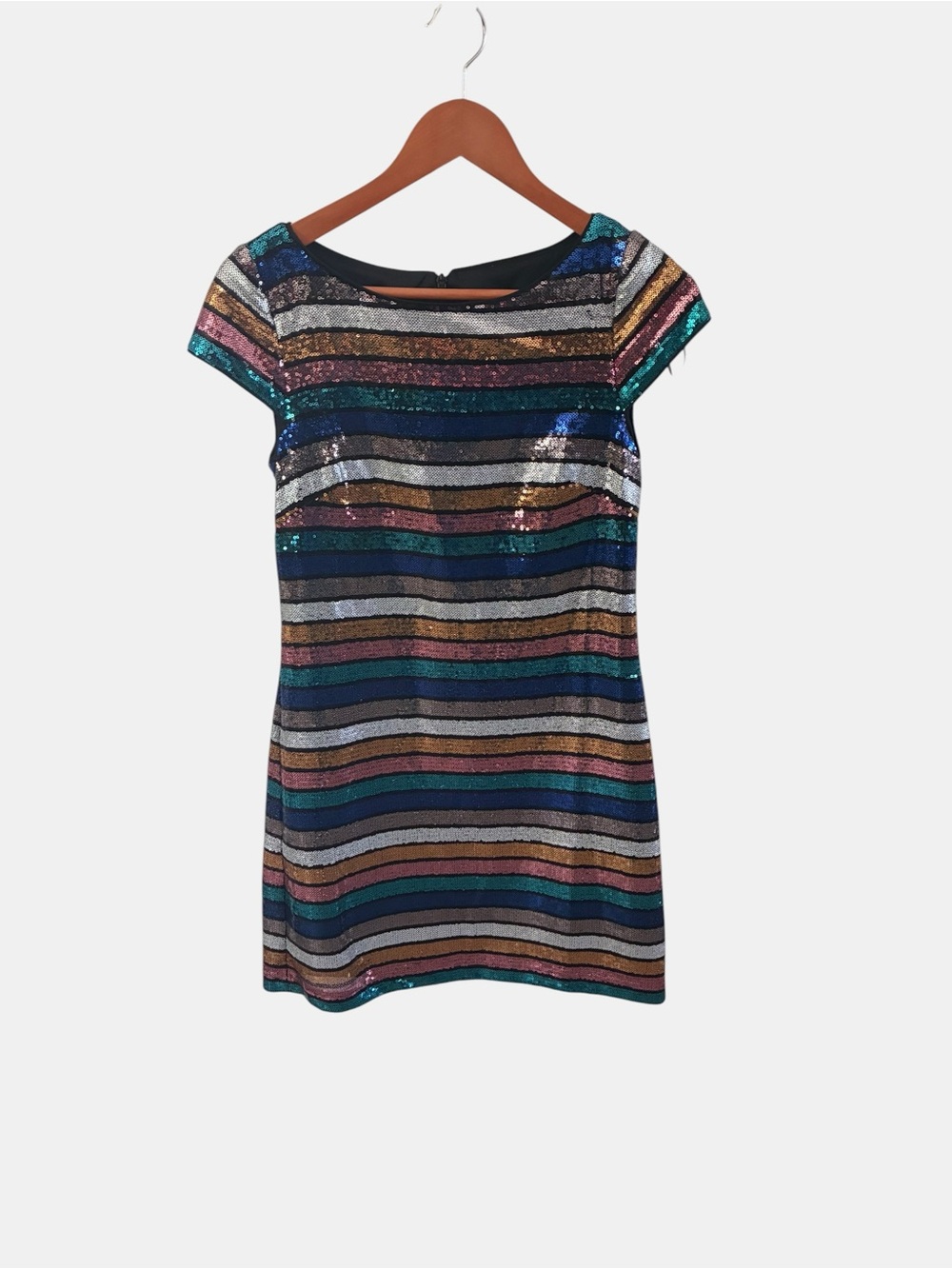 Vince Camuto Multicolor Sequin Striped Mini Dress